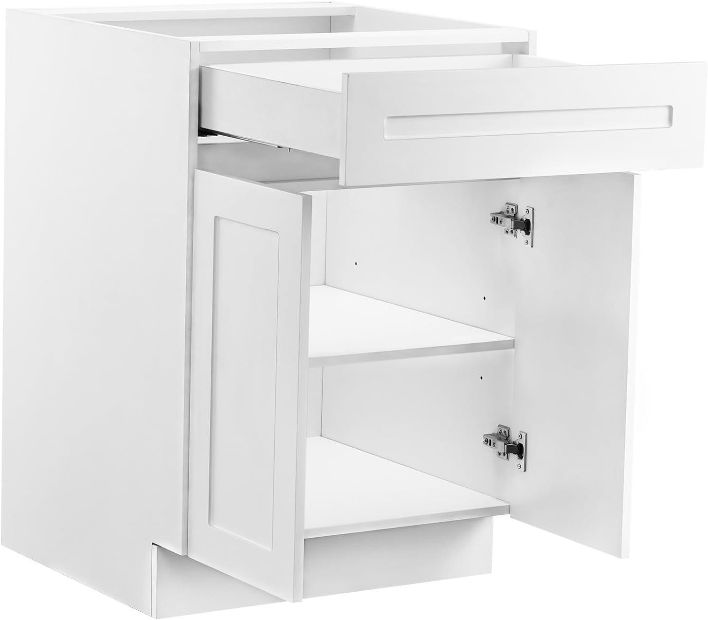 image:imageVEVOR White Shaker Base Cabinet 36Inch Unassembled Sink Base Cabinet 36 W x 24 D x 345 H Ready to Assemble Cabinet with SoftClose Doors and Adjustable Shelf for Home Office24W Base Cabinet