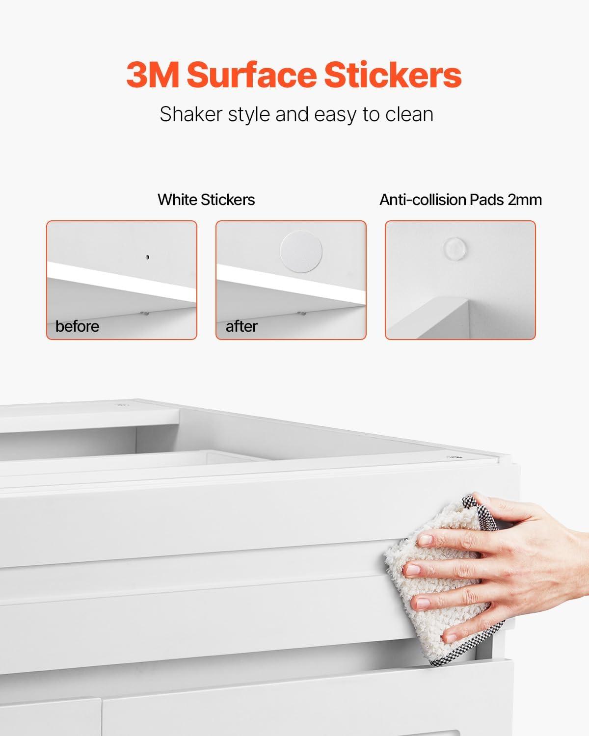 image:imageVEVOR White Shaker Base Cabinet 36Inch Unassembled Sink Base Cabinet 36 W x 24 D x 345 H Ready to Assemble Cabinet with SoftClose Doors and Adjustable Shelf for Home Office30W Base Cabinet