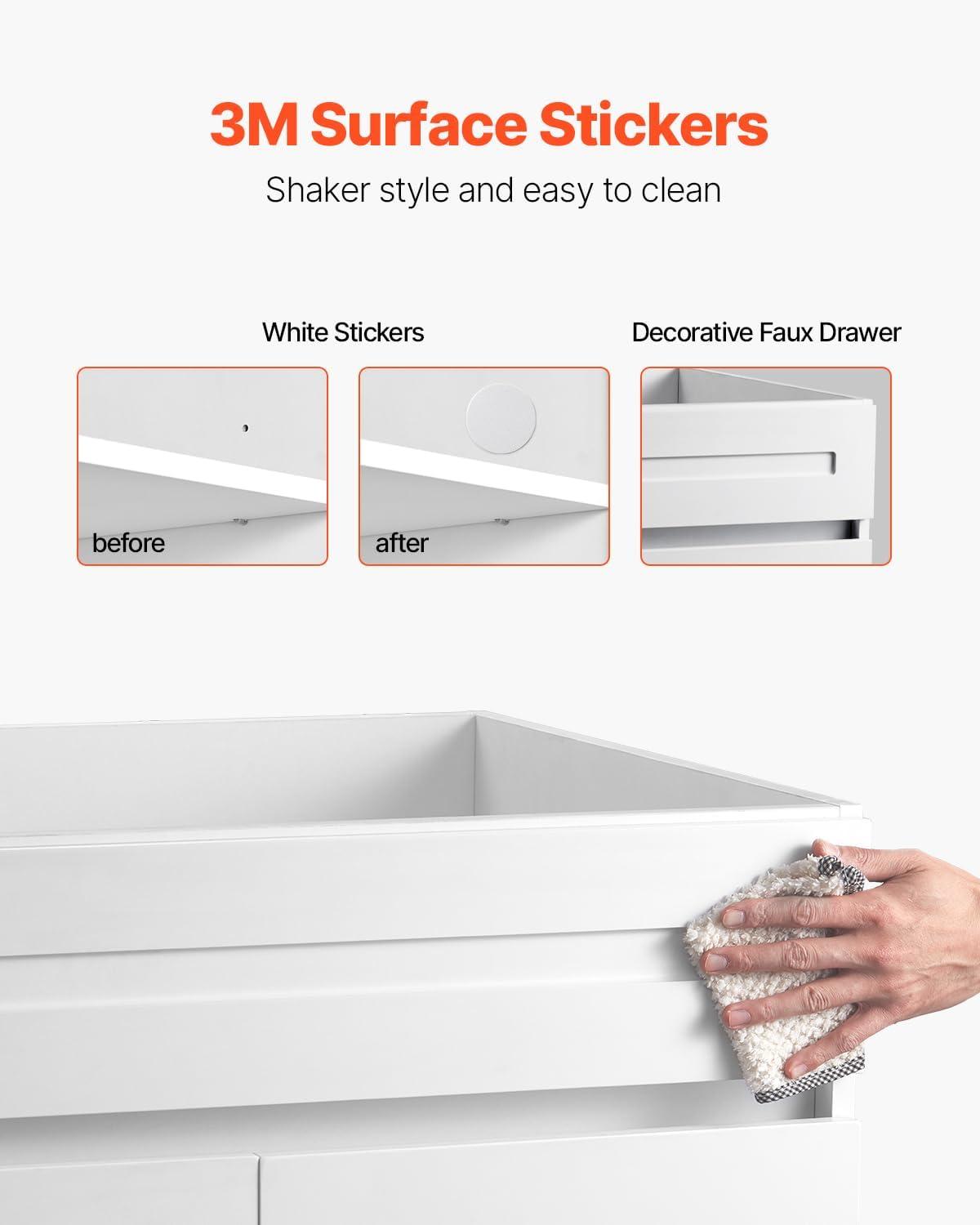 image:imageVEVOR White Shaker Base Cabinet 36Inch Unassembled Sink Base Cabinet 36 W x 24 D x 345 H Ready to Assemble Cabinet with SoftClose Doors and Adjustable Shelf for Home Office30W Sink Base Cabinet
