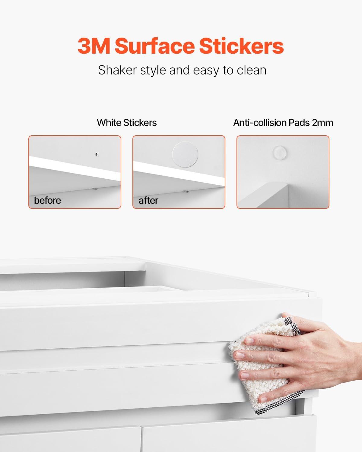 image:imageVEVOR White Shaker Base Cabinet 36Inch Unassembled Sink Base Cabinet 36 W x 24 D x 345 H Ready to Assemble Cabinet with SoftClose Doors and Adjustable Shelf for Home Office24W Base Cabinet