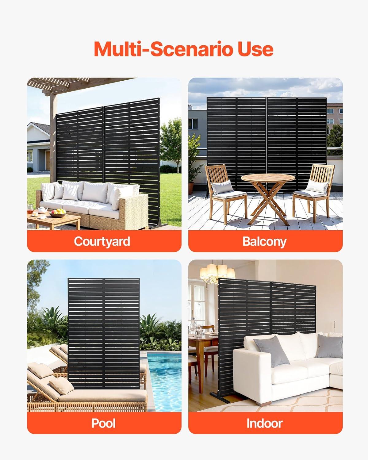 image:imageVEVOR Wooden Privacy Screen36 W x 73 H Outdoor Privacy Screen Freestanding Wood Privacy Panel with StandOutdoor Divider for Balcony Patio Lawn GardenBlack