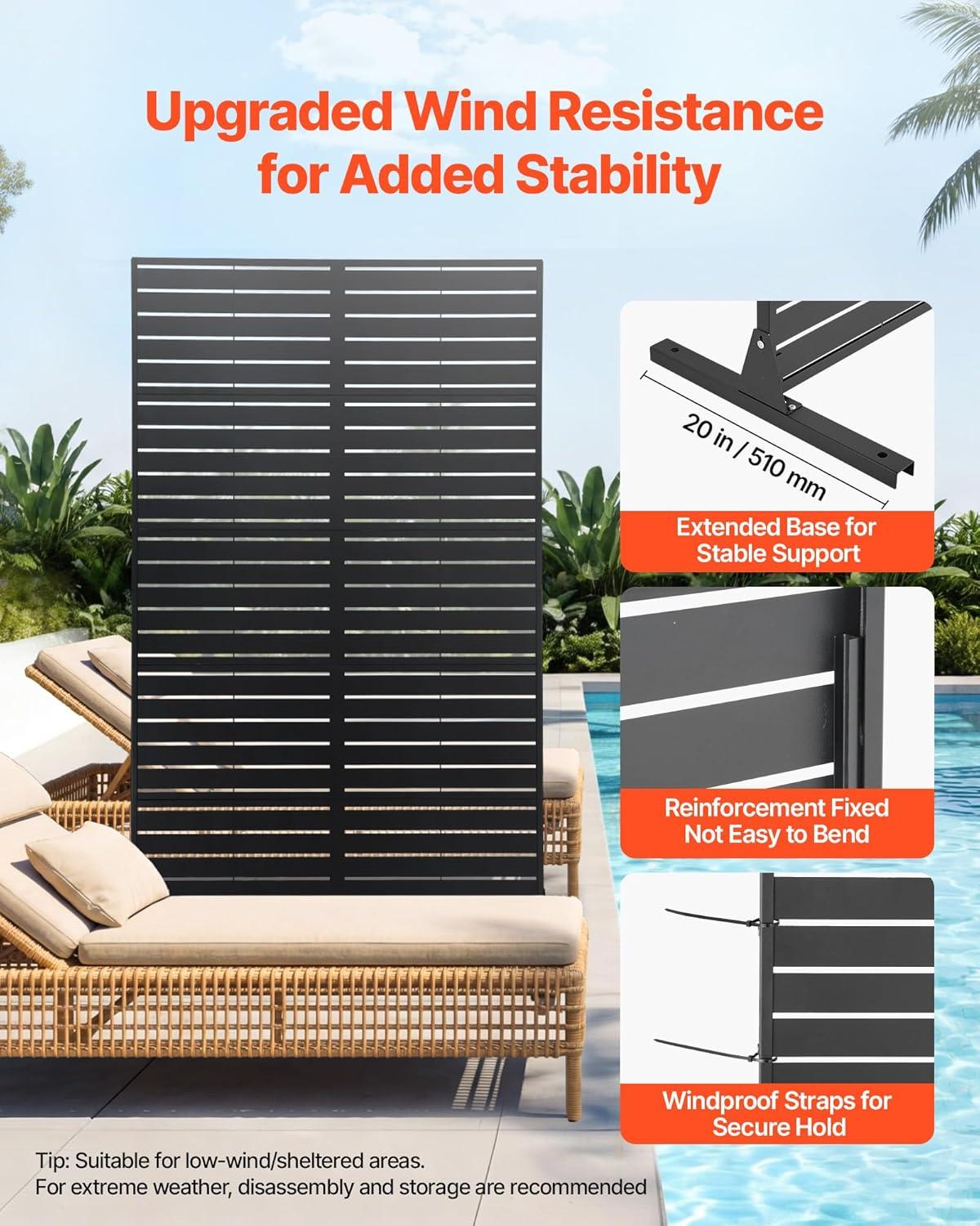 image:imageVEVOR Wooden Privacy Screen36 W x 73 H Outdoor Privacy Screen Freestanding Wood Privacy Panel with StandOutdoor Divider for Balcony Patio Lawn GardenBlack