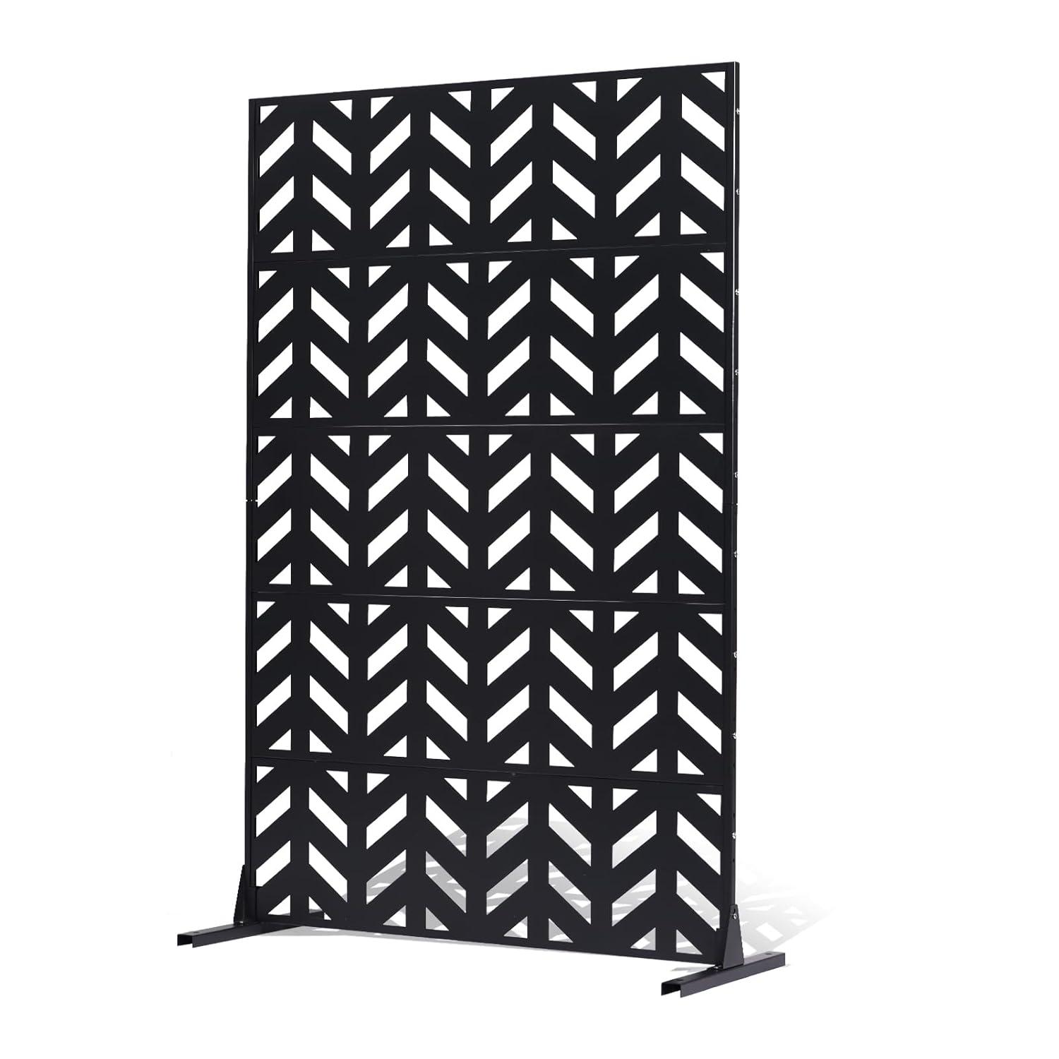 image:imageVEVOR Wooden Privacy Screen36 W x 73 H Outdoor Privacy Screen Freestanding Wood Privacy Panel with StandOutdoor Divider for Balcony Patio Lawn GardenBlack Up