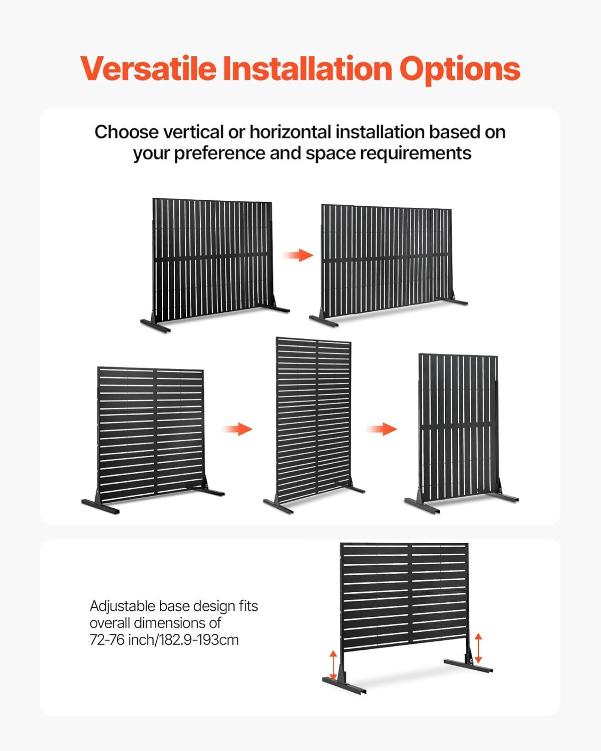 image:imageVEVOR Wooden Privacy Screen36 W x 73 H Outdoor Privacy Screen Freestanding Wood Privacy Panel with StandOutdoor Divider for Balcony Patio Lawn GardenBlack