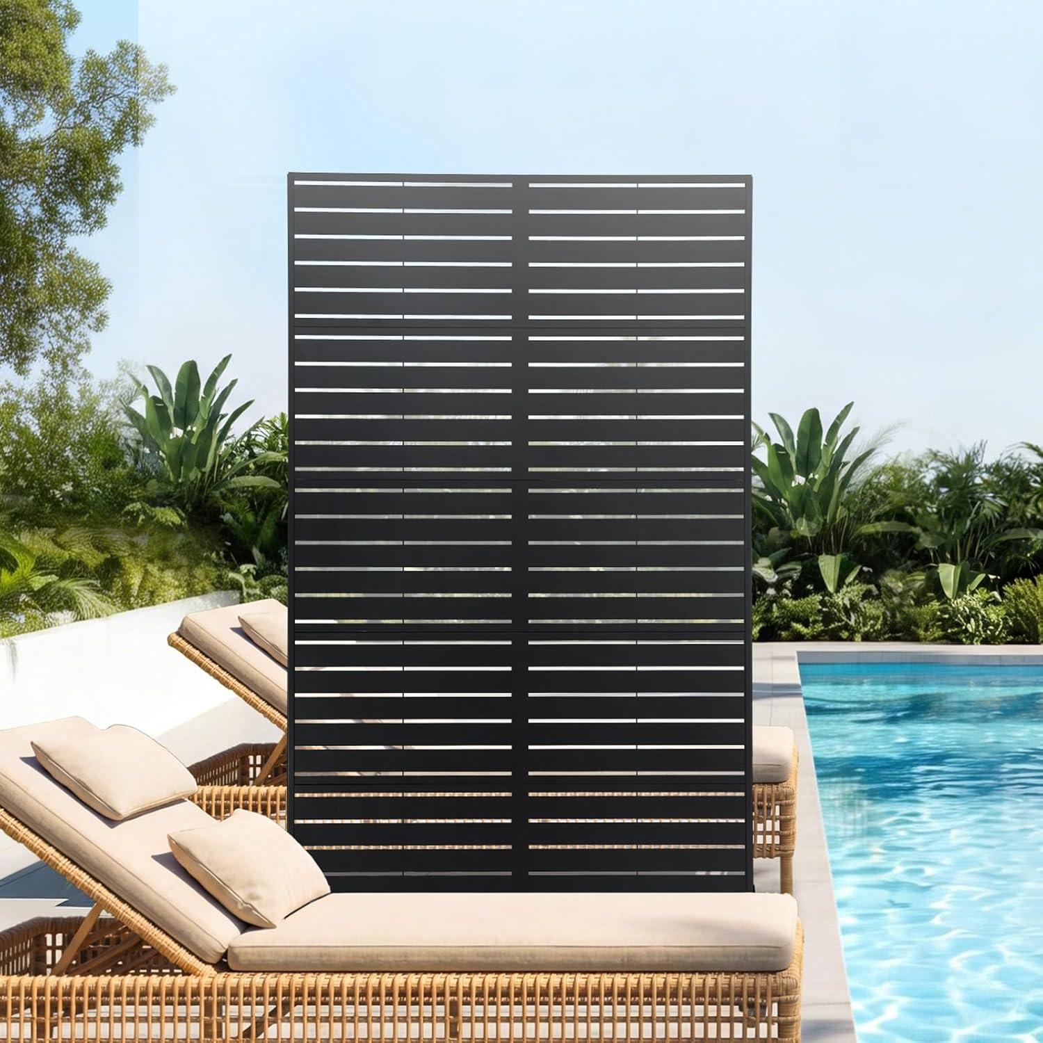 image:imageVEVOR Wooden Privacy Screen36 W x 73 H Outdoor Privacy Screen Freestanding Wood Privacy Panel with StandOutdoor Divider for Balcony Patio Lawn GardenBlack