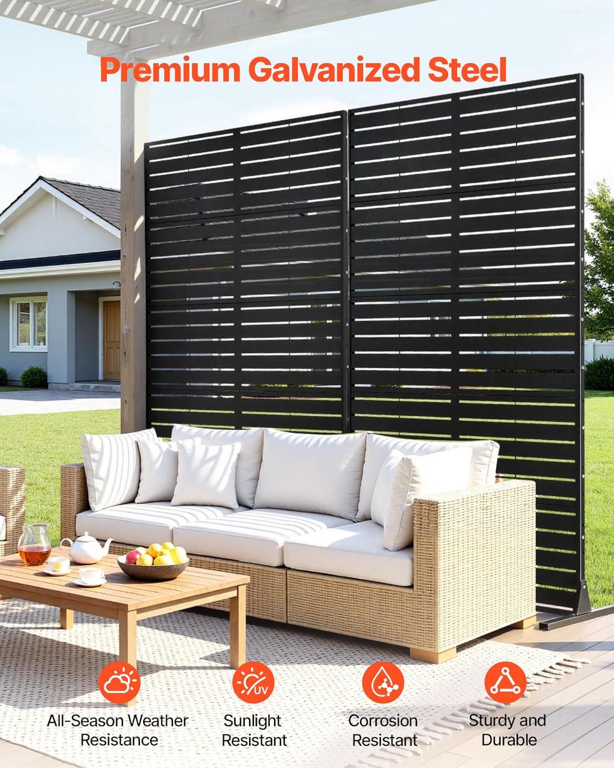 image:imageVEVOR Wooden Privacy Screen36 W x 73 H Outdoor Privacy Screen Freestanding Wood Privacy Panel with StandOutdoor Divider for Balcony Patio Lawn GardenBlack