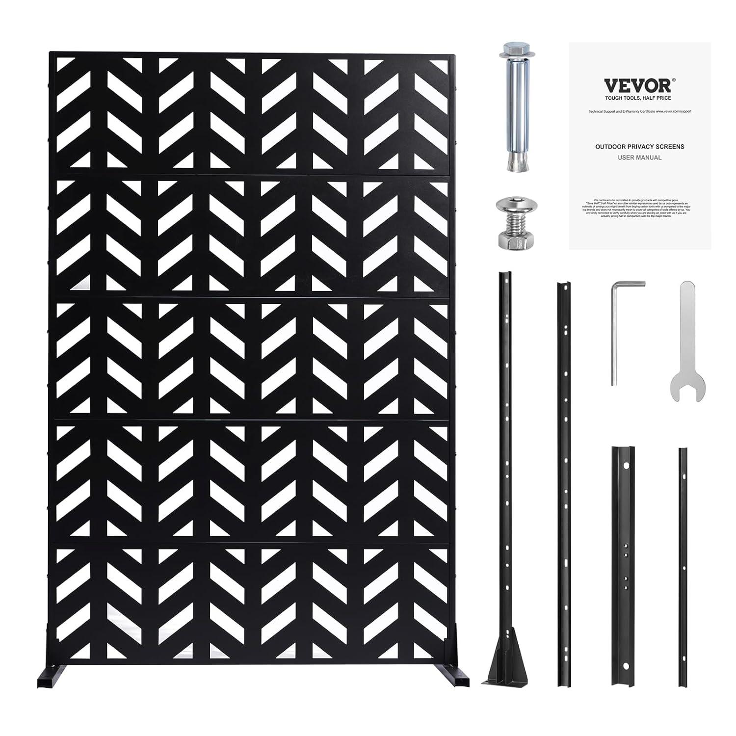 image:imageVEVOR Wooden Privacy Screen36 W x 73 H Outdoor Privacy Screen Freestanding Wood Privacy Panel with StandOutdoor Divider for Balcony Patio Lawn GardenBlack Up