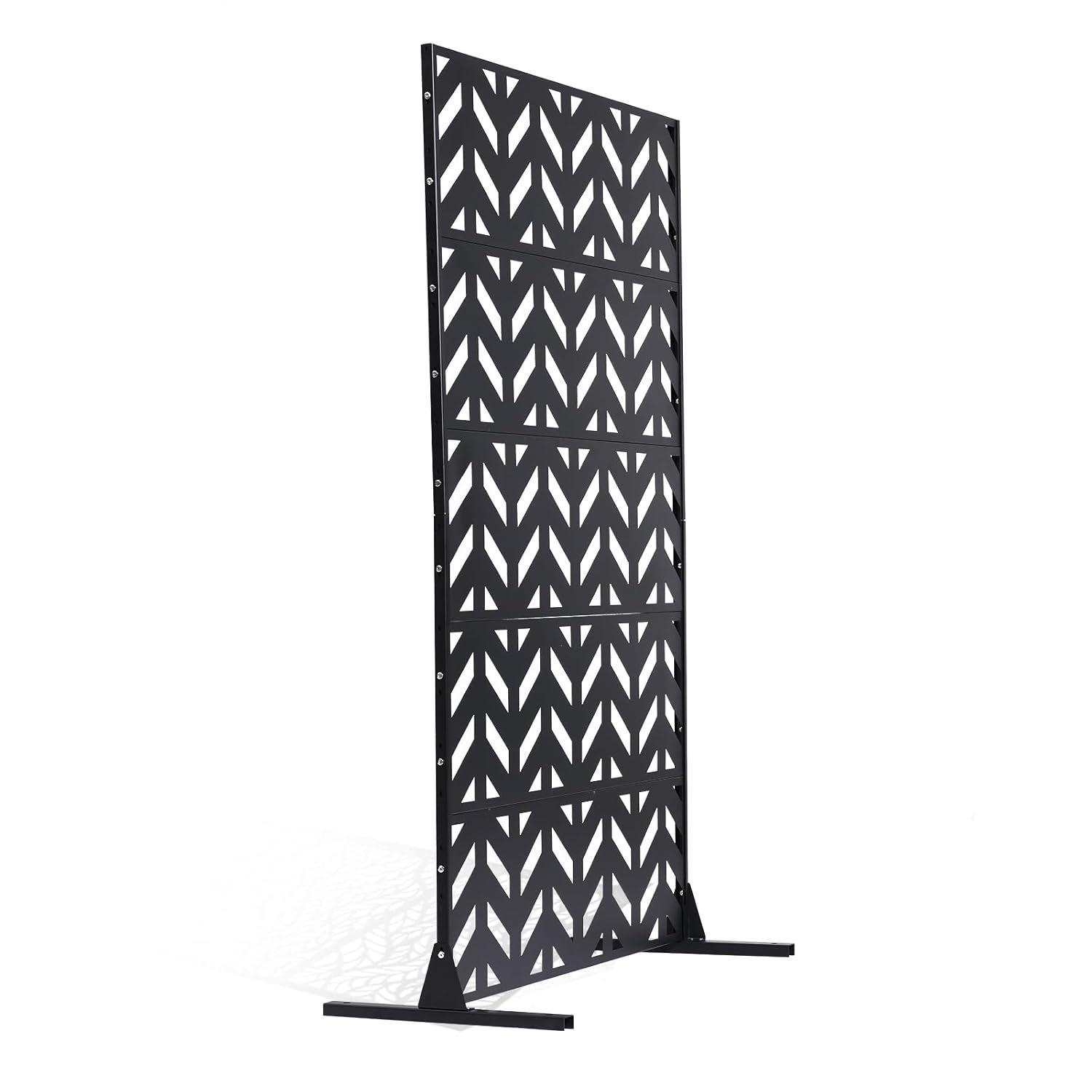 image:imageVEVOR Wooden Privacy Screen36 W x 73 H Outdoor Privacy Screen Freestanding Wood Privacy Panel with StandOutdoor Divider for Balcony Patio Lawn GardenBlack Up