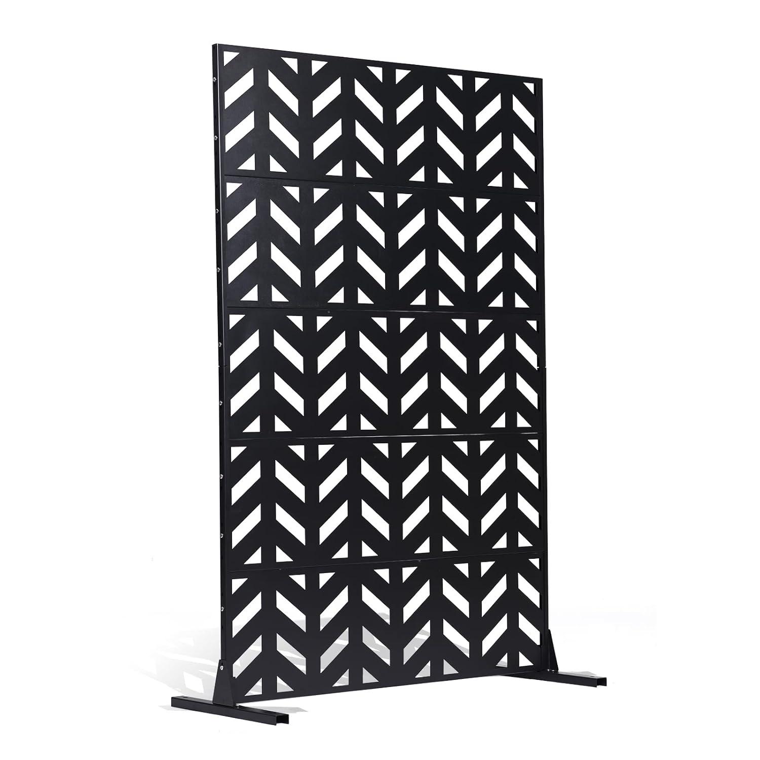 image:imageVEVOR Wooden Privacy Screen36 W x 73 H Outdoor Privacy Screen Freestanding Wood Privacy Panel with StandOutdoor Divider for Balcony Patio Lawn GardenBlack Up