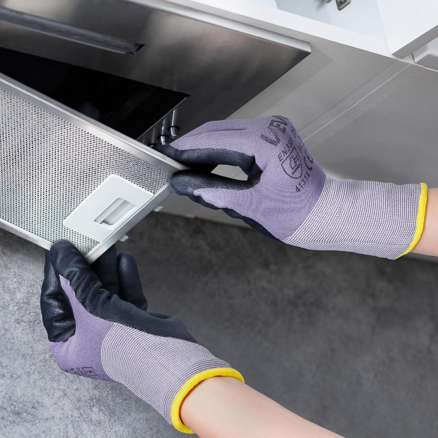image:imageVEVOR Work Gloves 12 Pairs Touch Screen NitrileCoated Garden Construction Gloves