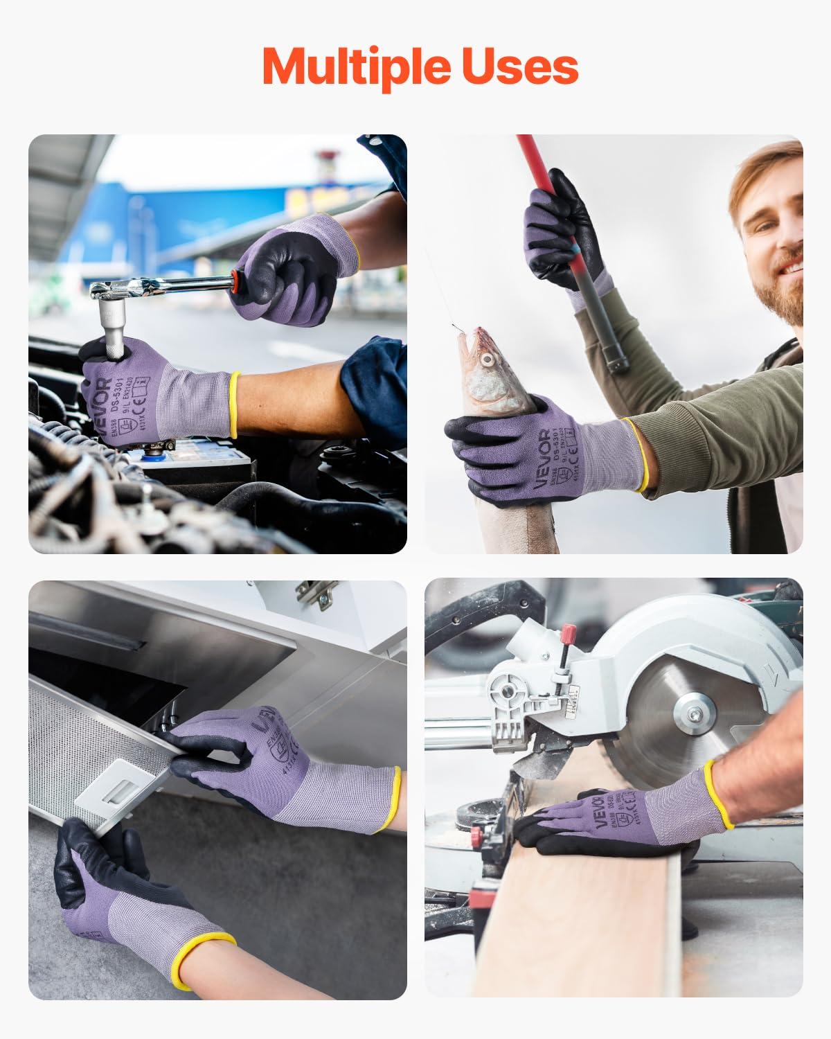 image:imageVEVOR Work Gloves 12 Pairs Touch Screen NitrileCoated Garden Construction Gloves