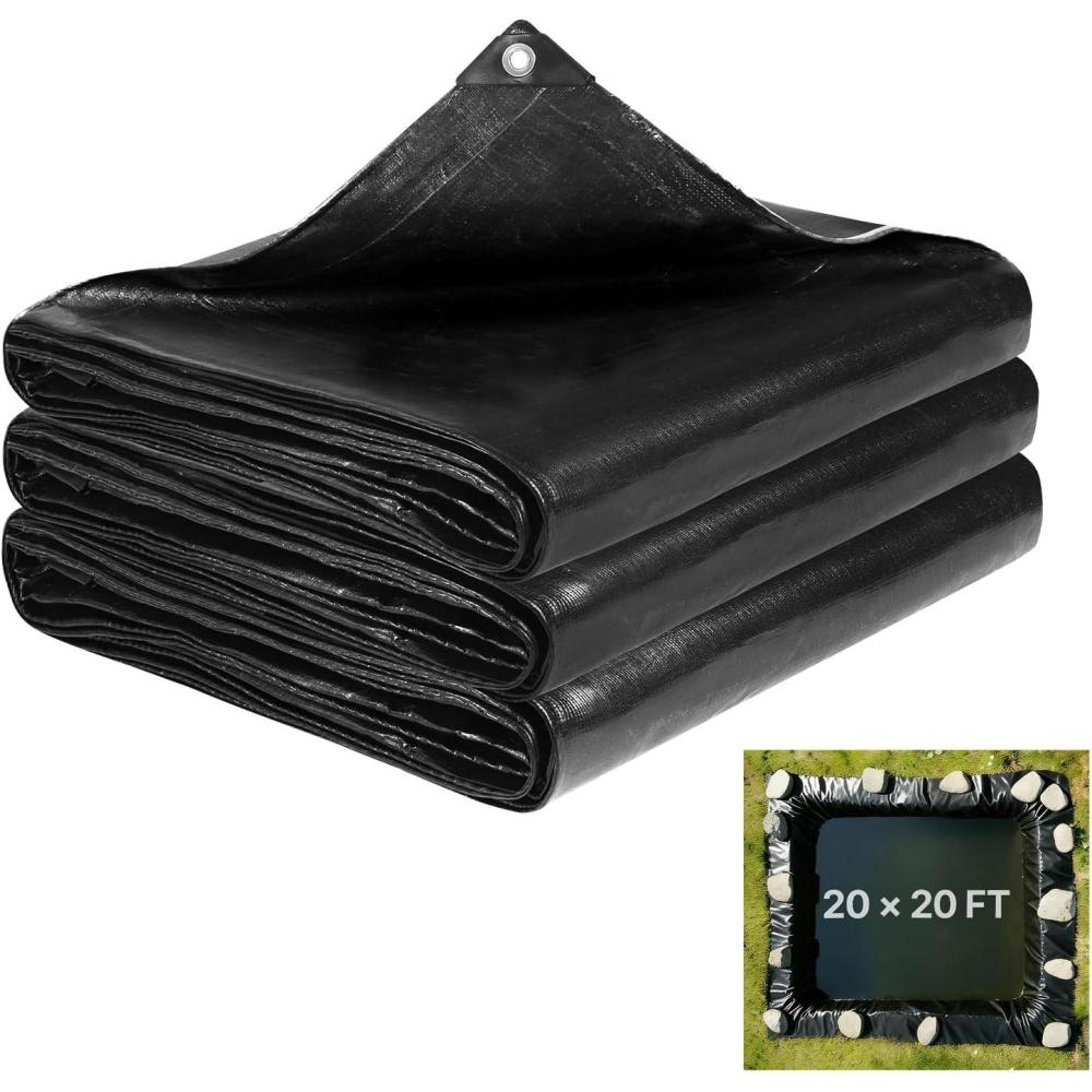 image:imageVEVOR 10 x 13 ft Pond Liner 20 Mil Thickness Pliable amp Durable LLDPE Material Easy Cutting Underlayment for Fish or KoiWaterfall Fountains Water Gardens Black20 x 20 ft