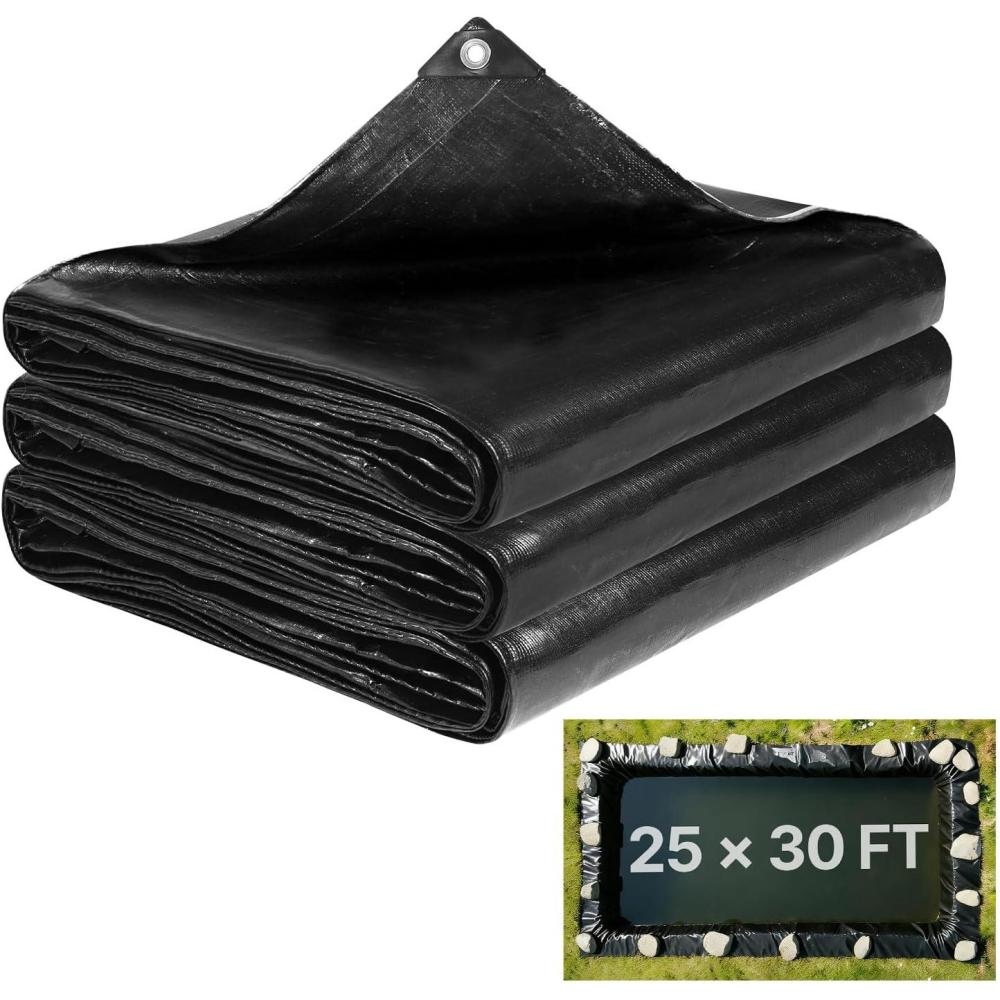 image:imageVEVOR 10 x 13 ft Pond Liner 20 Mil Thickness Pliable amp Durable LLDPE Material Easy Cutting Underlayment for Fish or KoiWaterfall Fountains Water Gardens Black25 x 30 ft