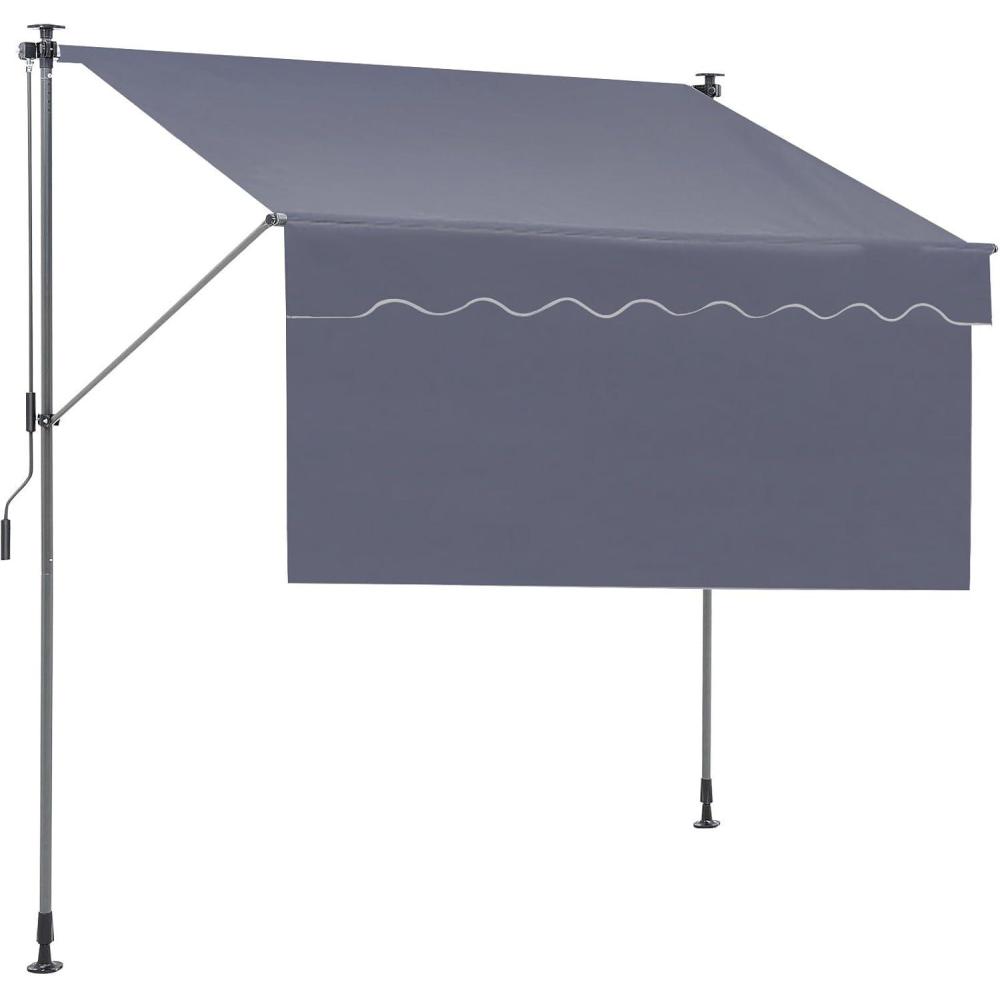 image:imageVEVOR 138 x 47 Patio Awning Retractable Outdoor Retractable Patio Awning Sunshade Shelter Adjustable Patio Door Window Canopy with Manual Crank Handle for Backyard Garden Balcony Dark Gray118 47