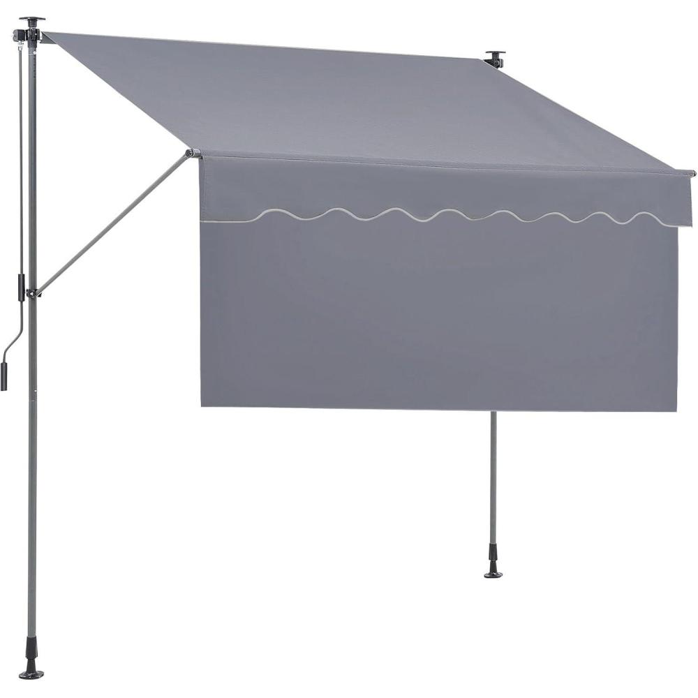 image:imageVEVOR 138 x 47 Patio Awning Retractable Outdoor Retractable Patio Awning Sunshade Shelter Adjustable Patio Door Window Canopy with Manual Crank Handle for Backyard Garden Balcony Dark Gray7847