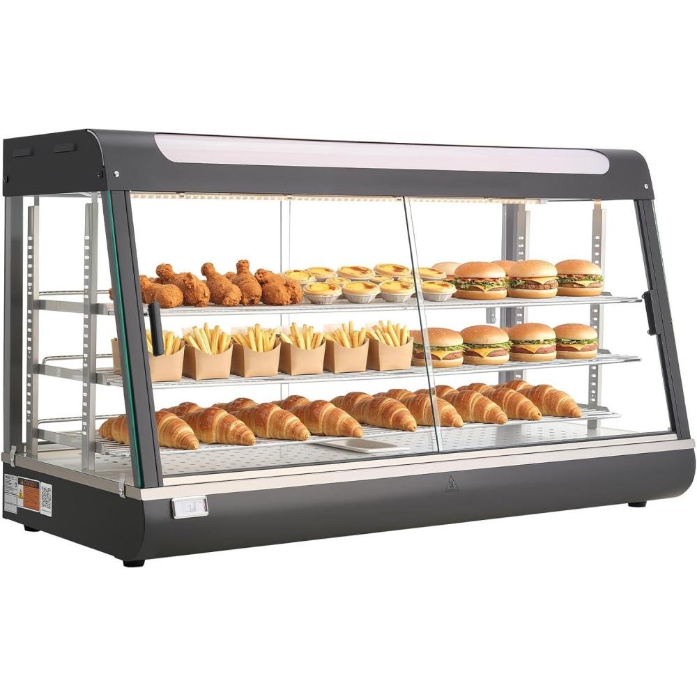 image:imageVEVOR 2Tier Commercial Food Warmer Display 850W Food Display Warmer wTempered Glass and Steam Heating 86185 Temperature Control 111L Large Capacity for Hamburger Pizza Bread Fried Chicken4724 x 1890 x 2520 in  1200 x 480 x 640 mm