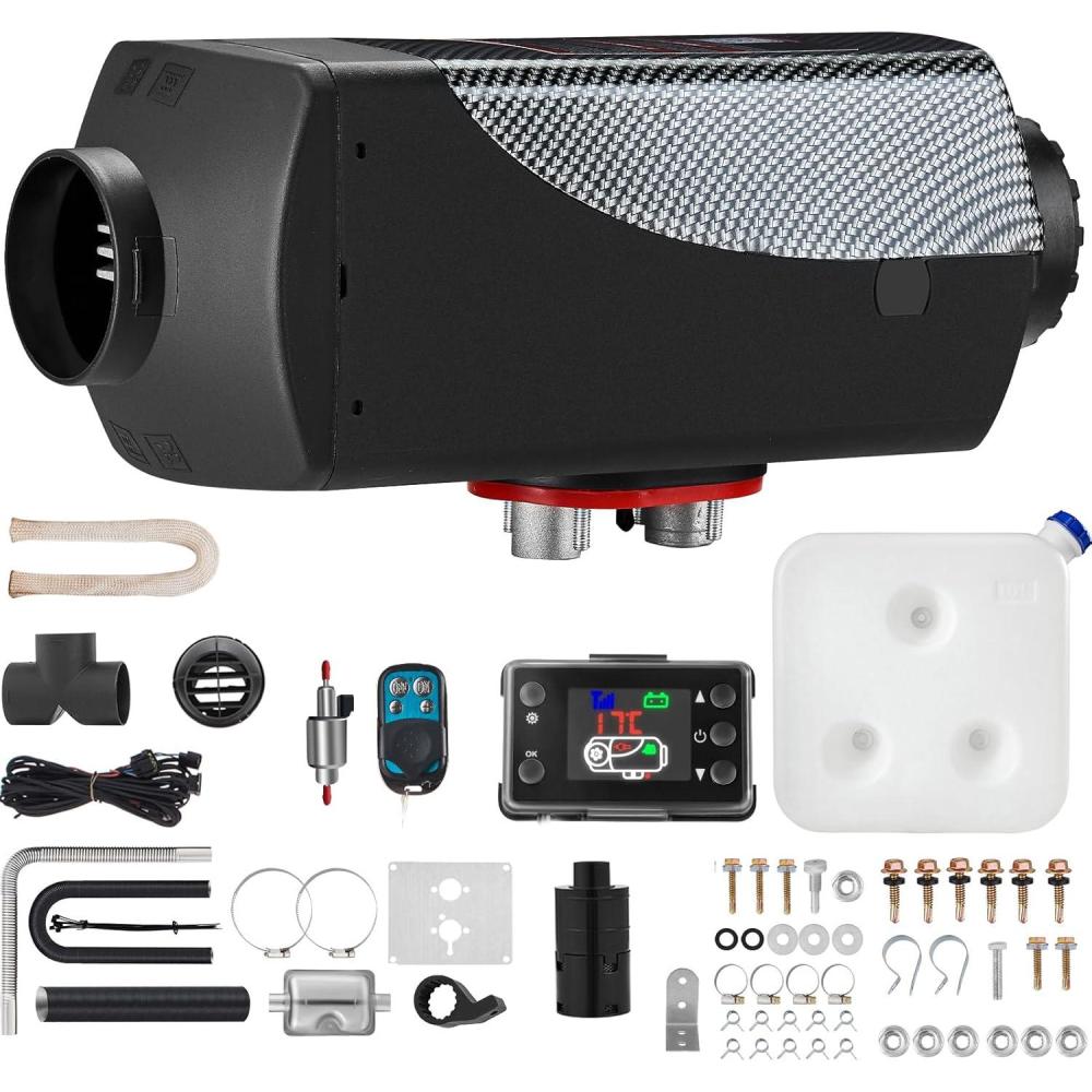 image:imageVEVOR 8KW Diesel Air Heater with Muffler 12V with Remote Control and LCD Switch for Vehicles Trucks Motorhomes Boats and BusesBlackwhite