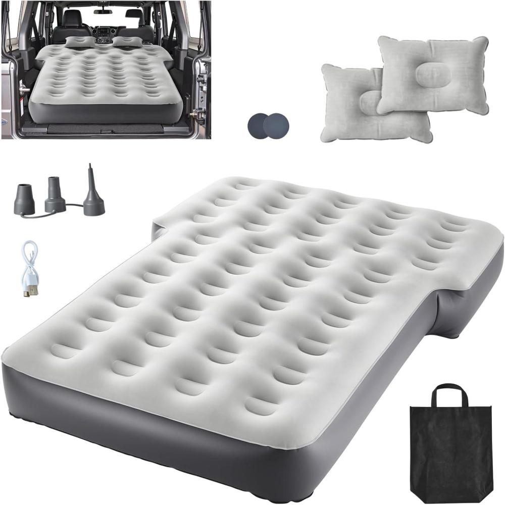 image:imageVEVOR Car Air Mattress Inflatable Car Camping Mattress Fits Toyota 4runner Jeep Wrangler JK JKU JL JLU 4 Door Flocking Thickened Blow Up Travel Beds Gray 2 Pillows