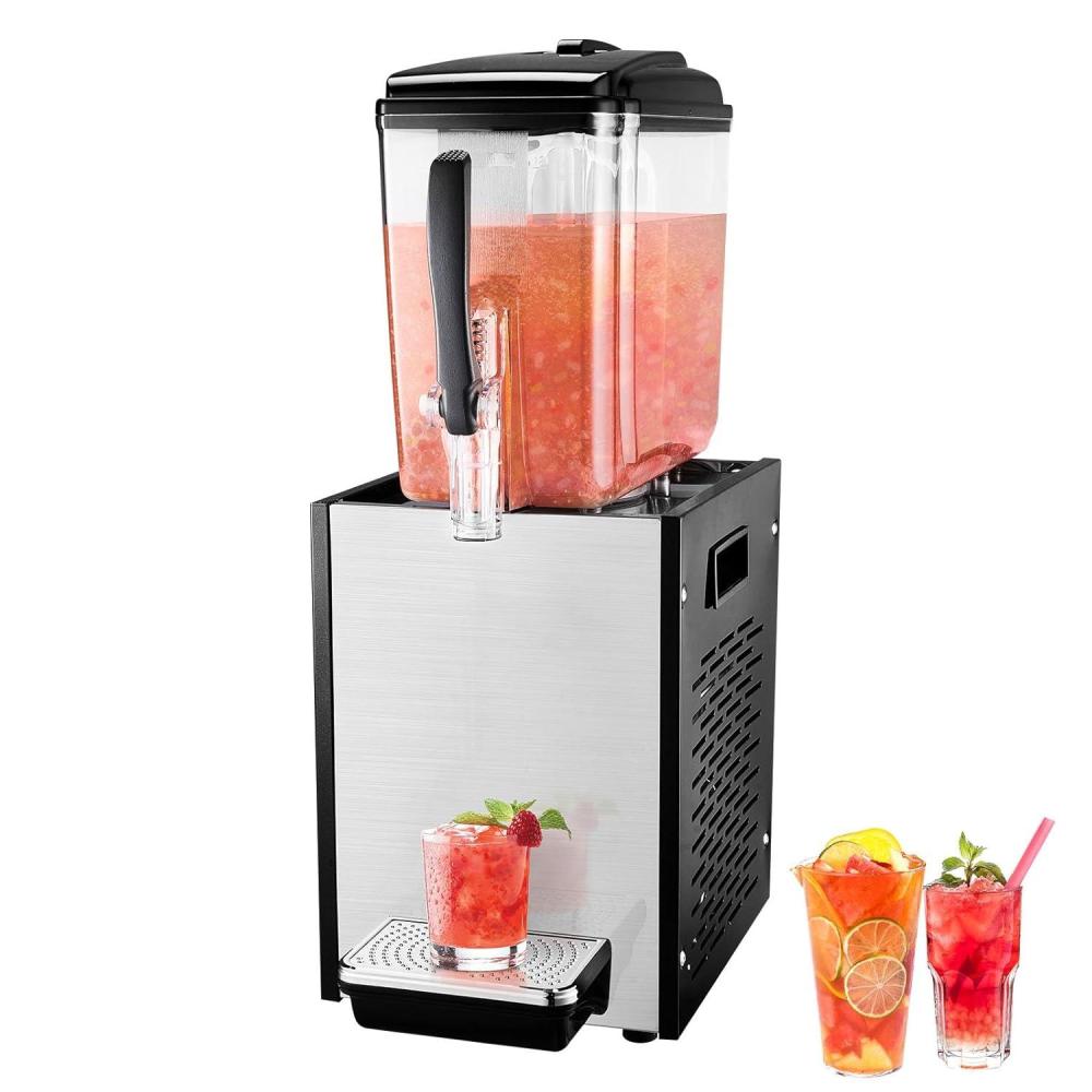 image:imageVEVOR Commercial Beverage Dispenser 12 L 127 QT Juice Dispenser 246W 304 Stainless Steel Food Grade Ice Tea Drink Machine with 45F54F Cooling Temperature for Cold Drink Restaurant Bar Party