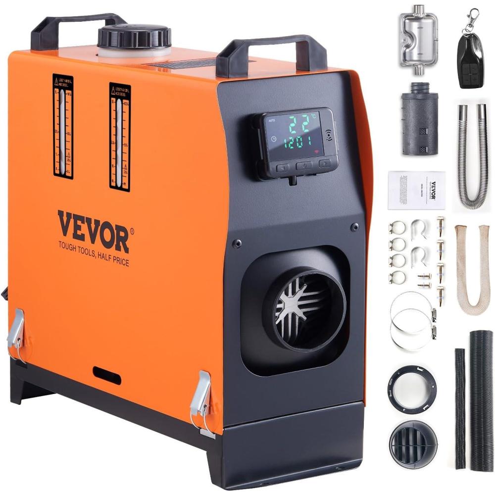 image:imageVEVOR Diesel Air Heater 8 kW DC1224V Fast Heating Diesel Parking Heater with Remote Control and Blue LCD Switch Low Noise PreHeating Function for RV Truck Camper Van Boat and TrailerOrange