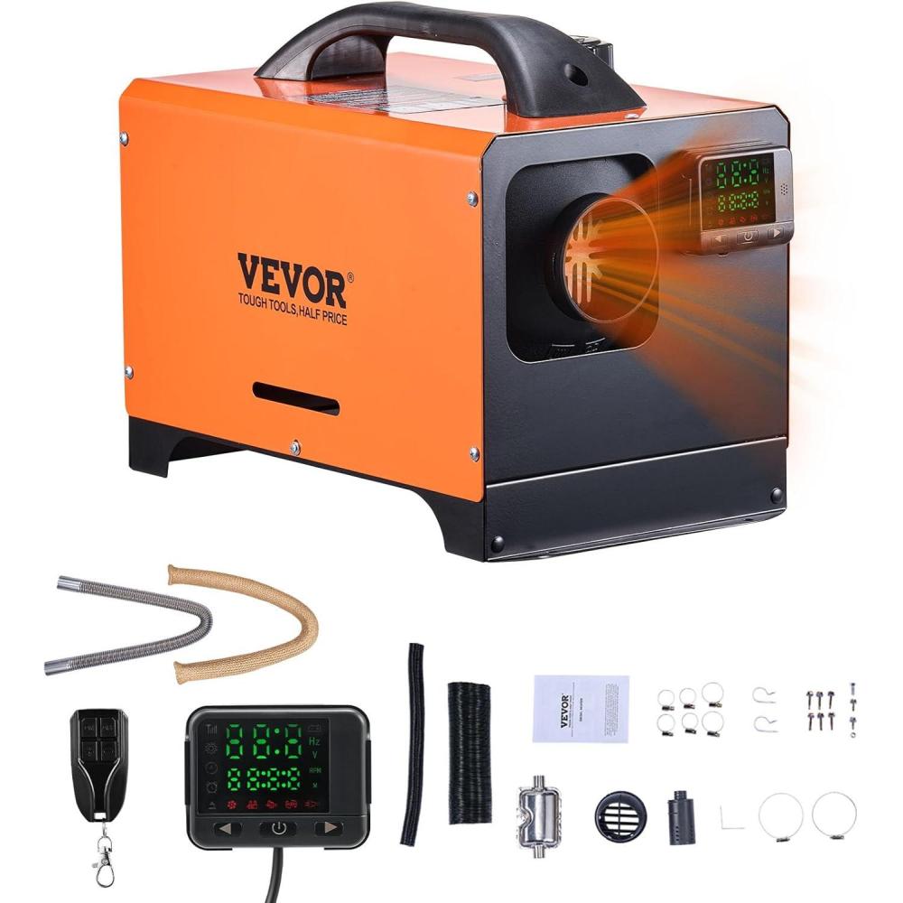 image:imageVEVOR Diesel Heater 12V Allinone Diesel Air Heater with Remote Control and LCD Display 5L Fuel Tank Fast Heating Portable Diesel Parking Heater for RV Truck 8KW Basic Red8KWOrange