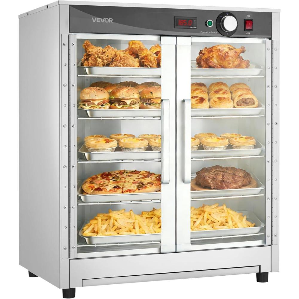 image:imageVEVOR Electric Hot Box Food Warmer 5Tier Commercial Warming Cabinet with Water Tray SingleDoor and Adjustable Shelves Stainless Steel Food Warmer Cabinet for Restaurant Kitchen Pizza Chicken5 Tier2 Transparent Doors
