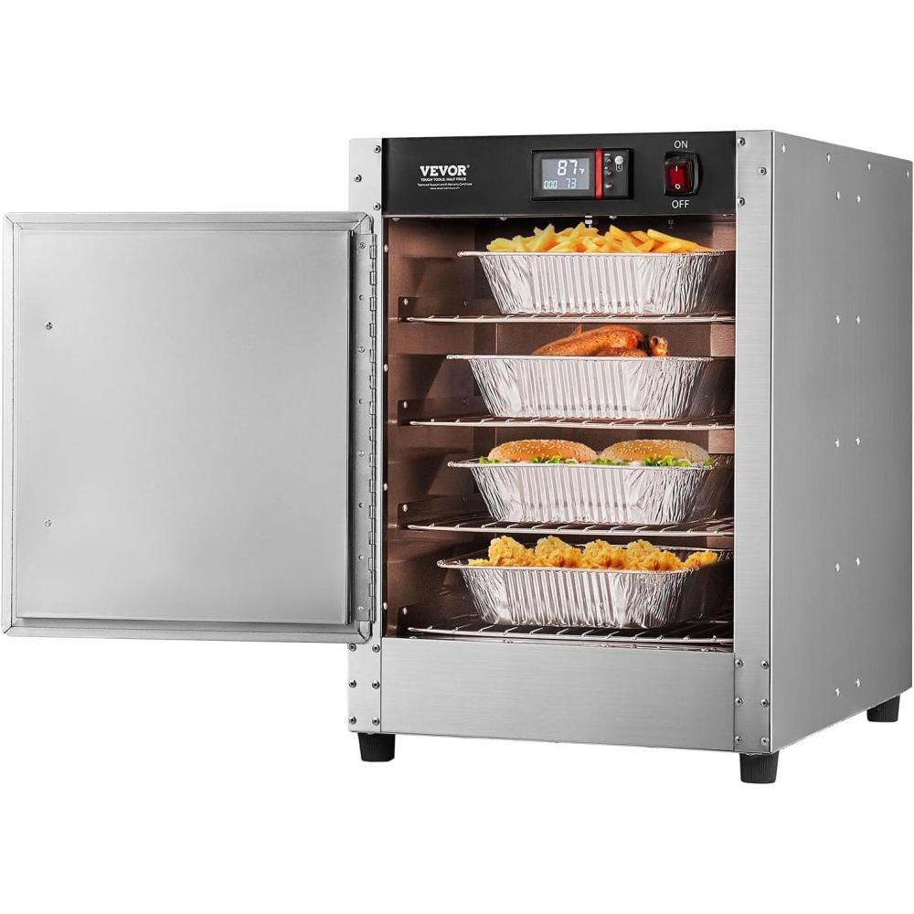 image:imageVEVOR Electric Hot Box Food Warmer 5Tier Commercial Warming Cabinet with Water Tray SingleDoor and Adjustable Shelves Stainless Steel Food Warmer Cabinet for Restaurant Kitchen Pizza Chicken4Tier Single Door