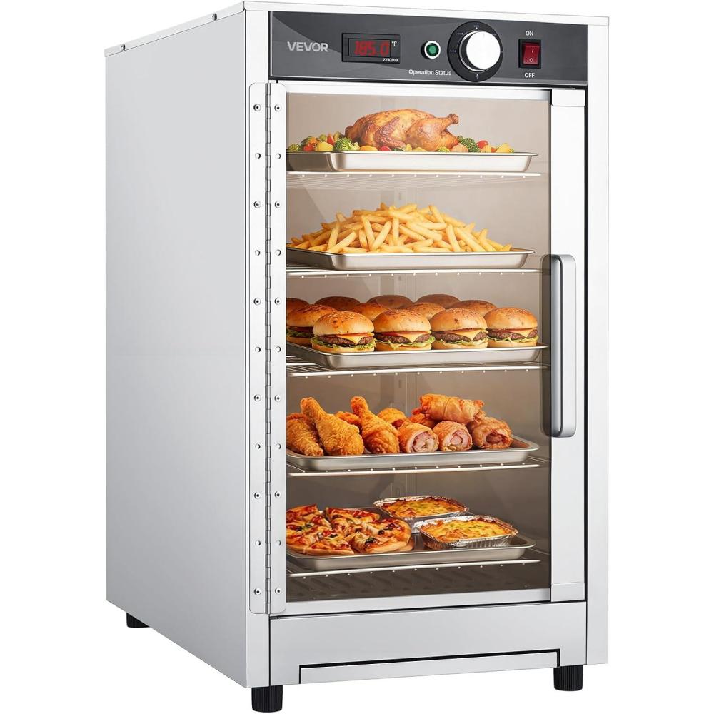image:imageVEVOR Electric Hot Box Food Warmer 5Tier Commercial Warming Cabinet with Water Tray SingleDoor and Adjustable Shelves Stainless Steel Food Warmer Cabinet for Restaurant Kitchen Pizza Chicken5 TierTransparent Door