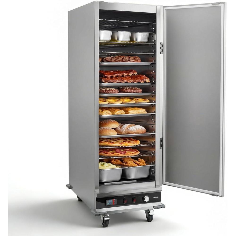 image:imageVEVOR Electric Hot Box Food Warmer 5Tier Commercial Warming Cabinet with Water Tray SingleDoor and Adjustable Shelves Stainless Steel Food Warmer Cabinet for Restaurant Kitchen Pizza Chicken16 Tier