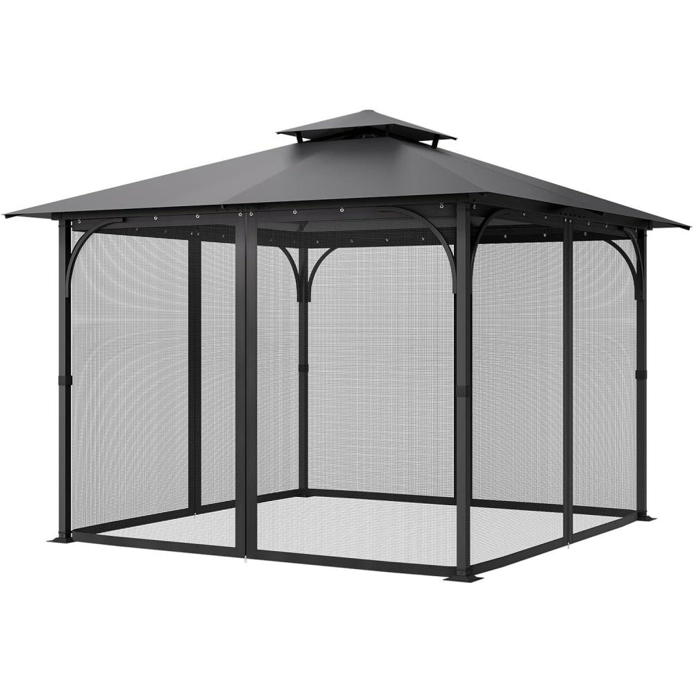 image:imageVEVOR Gazebo Netting Replacement Fit Most 10 x 10 x 67 FT Gazebo Curtain Outdoor Garden Net 4Panel Sidewall Mesh Net Patio Midge Nettings with Double Zipper Canopy Screen Netting OnlyBlack