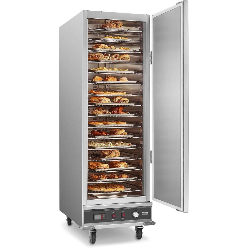 image:imageVEVOR Hot Box Food Warmer 4Tier Concession Warmer with Water Tray 4 Pans Glass Doubledoor and Adjustable Shelves Stainless Steel Food Warmer Cabinet Ideal for Storing Pizza Chicken Restaurant16Tier Single Door