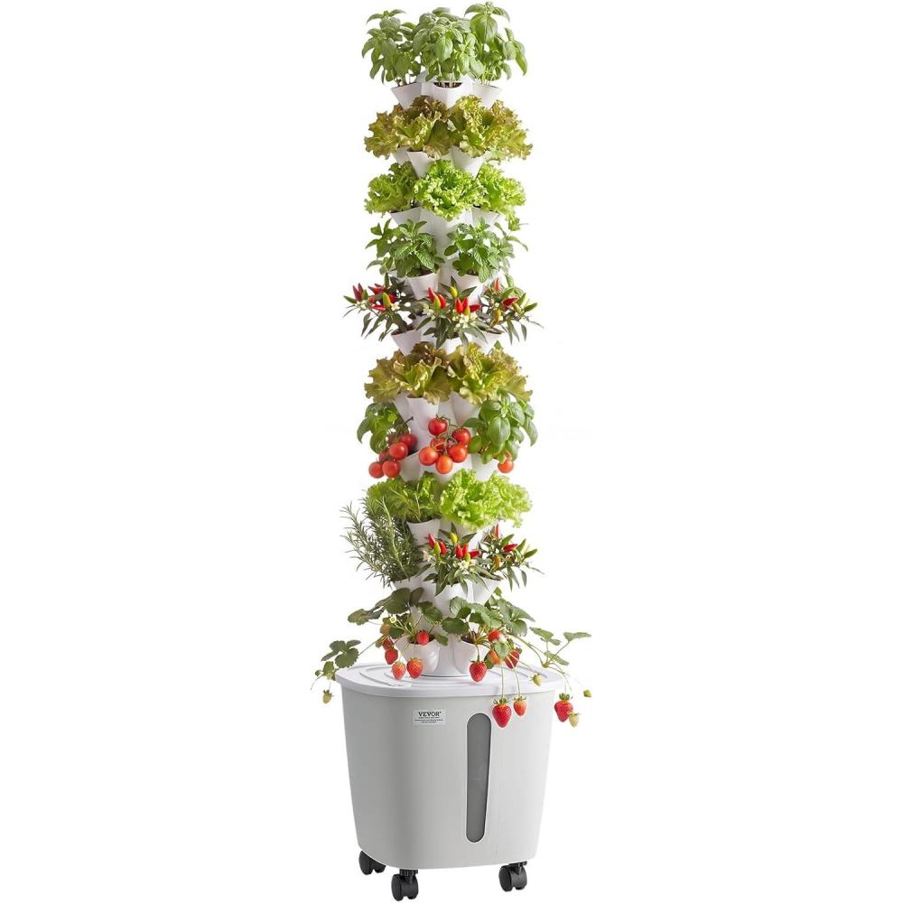 image:imageVEVOR Hydroponic Tower 50 Pods 10 Tiers Hydroponics Growing System Kit with App Control amp Casters Vertical Home Garden with 20L Water Tank amp Pump Planter for Indoor Herbs Fruits and Vegetables