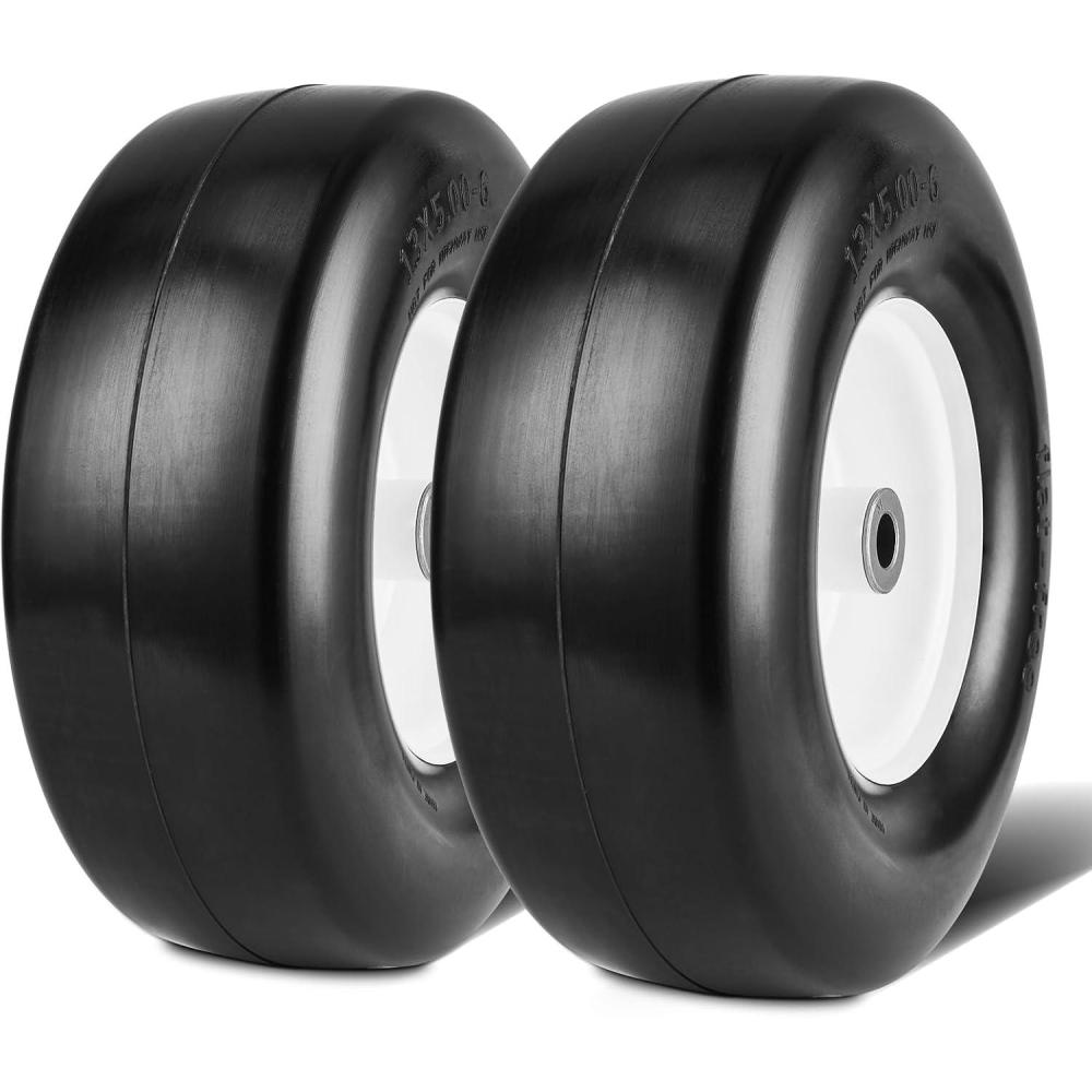 image:imageVEVOR Lawn Mower Tires with Rim 20x88 Tubeless Tractor Tires 2Pack Tire and Wheel Assembly STurf Pneumatic Tires with 35 Offset Hub and 34 Bushing Size for Riding Mowers Lawn TractorsTubeless with Rim