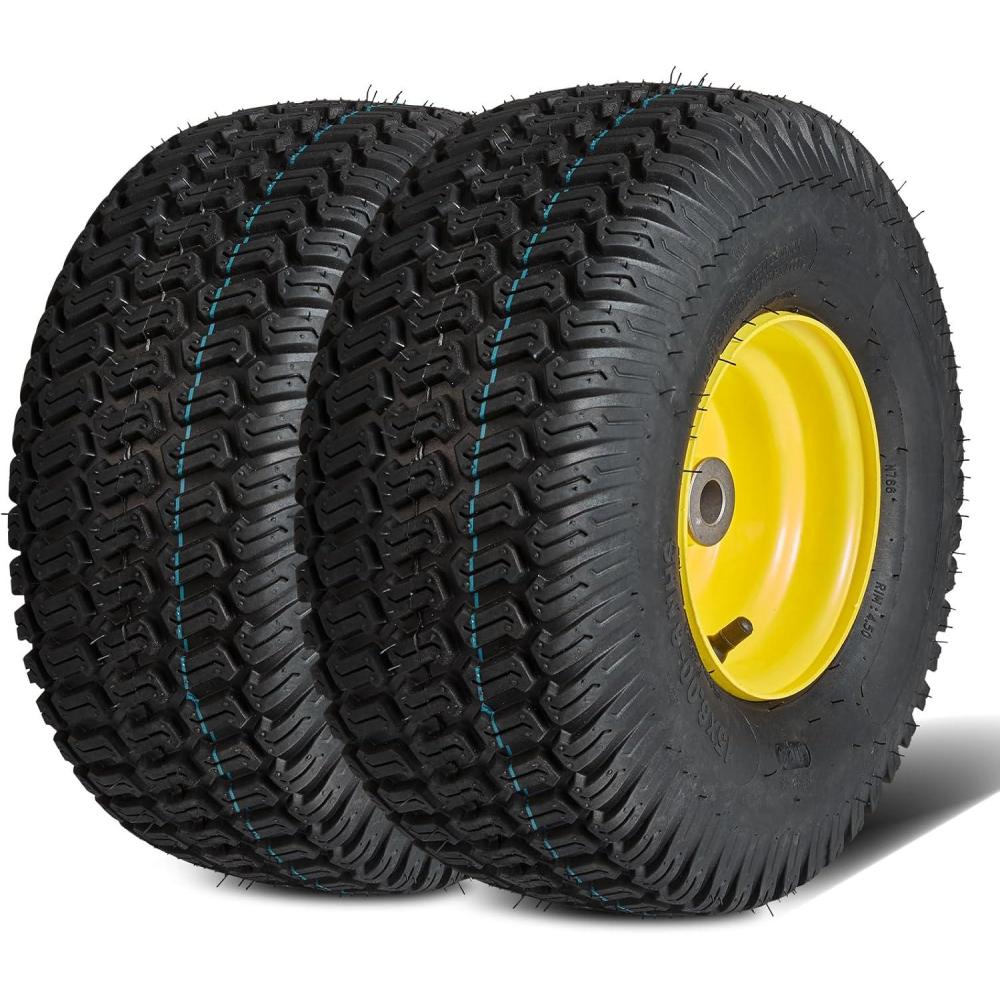image:imageVEVOR Lawn Mower Tires with Rim 20x88 Tubeless Tractor Tires 2Pack Tire and Wheel Assembly STurf Pneumatic Tires with 35 Offset Hub and 34 Bushing Size for Riding Mowers Lawn TractorsTubeless with Rim Offset Hub
