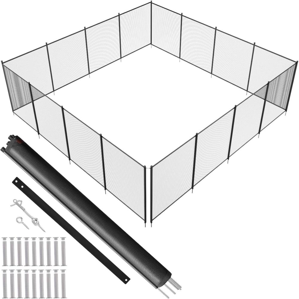 image:imageVEVOR Pool Fence 4 x 12 FT Pool Fences for Inground Pools Removable Pool Fencing Easy DIY Installation Swimming Pool Fence 340gms Teslin PVC Pool Fence Mesh Protects Kids and Pets4FTx48FT