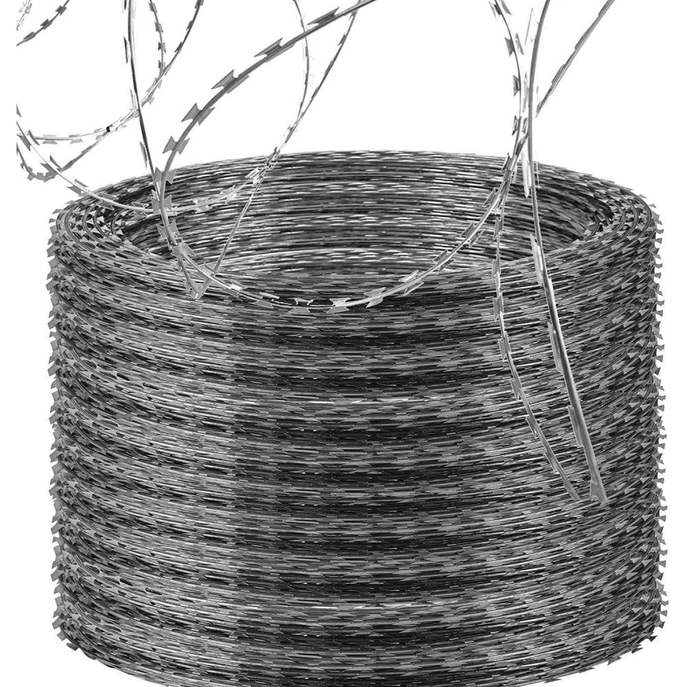 image:imageVEVOR Razor Wires 246 ft Razor Barbed Wire 5 Rolls Razor Wire Fencing Razor Fence Razor Ribbon Barbed Wire Galvanized Razor Wire Fence Rolls Razor for Garden500FT