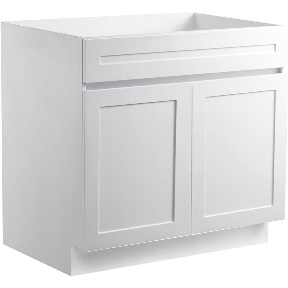 image:imageVEVOR White Shaker Base Cabinet 36Inch Unassembled Sink Base Cabinet 36 W x 24 D x 345 H Ready to Assemble Cabinet with SoftClose Doors and Adjustable Shelf for Home Office36W Sink Base Cabinet