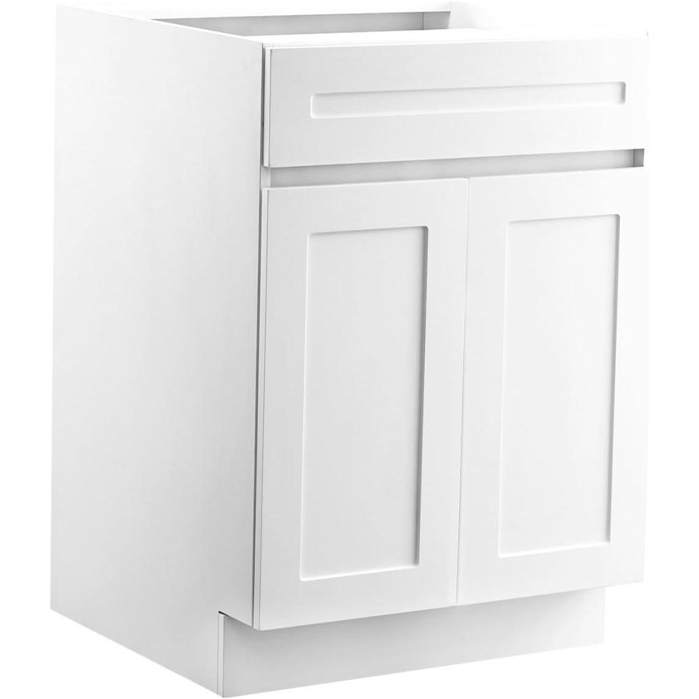 image:imageVEVOR White Shaker Base Cabinet 36Inch Unassembled Sink Base Cabinet 36 W x 24 D x 345 H Ready to Assemble Cabinet with SoftClose Doors and Adjustable Shelf for Home Office24W Base Cabinet