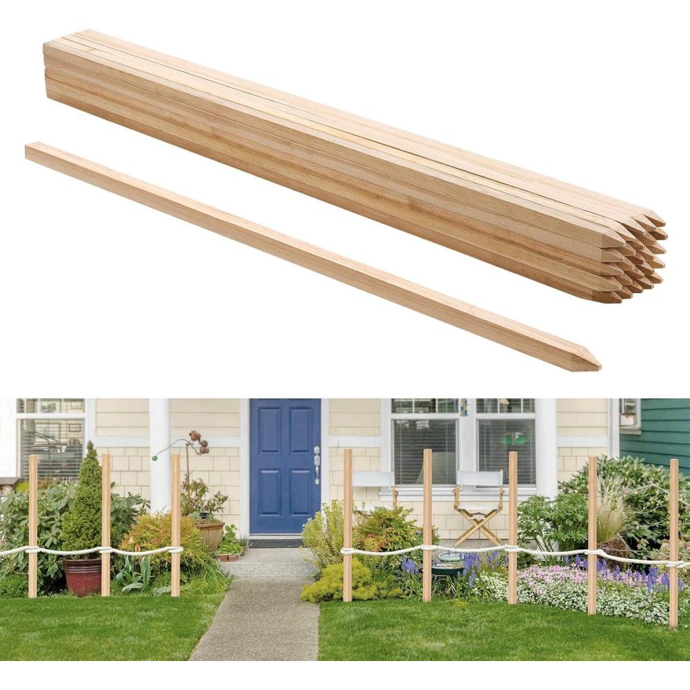 image:imageVEVOR Wooden Garden Stakes 25 Pcs 24 x 05 x15 in Survey Grading Stakes Garden Ground Stake with Sharp Point Fir Wood Plant Support Stake Sign Posts for Silt Fence Backyard Boundaries Baselines075 x 075 x 48in25pcs