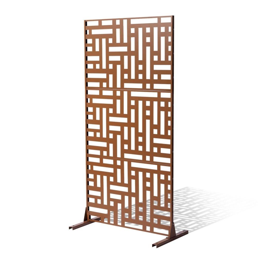 image:imageVEVOR Wooden Privacy Screen36 W x 73 H Outdoor Privacy Screen Freestanding Wood Privacy Panel with StandOutdoor Divider for Balcony Patio Lawn GardenBrown Street