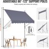 VEVOR 138″ x 47″ Patio Awning Retractable, Outdoor Retractable Patio Awning Sunshade Shelter, Adjustable Patio Door Window Canopy with Manual Crank Handle for Backyard, Garden, Balcony, Dark Gray(98″ × 47″)