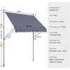 VEVOR 138″ x 47″ Patio Awning Retractable, Outdoor Retractable Patio Awning Sunshade Shelter, Adjustable Patio Door Window Canopy with Manual Crank Handle for Backyard, Garden, Balcony, Dark Gray(98″ × 47″)