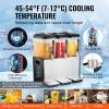 VEVOR Commercial Beverage Dispenser, 3 Tanks 12 L / 12.7 QT Per Tank Juice Dispenser, 370W Stainless Steel Ice Tea Drink Machine with 45°F-54°F Cooling Temperature, for Cold Drink Restaurant Bar Party(12L × 3)