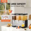 VEVOR Commercial Beverage Dispenser, 3 Tanks 18 L / 19 QT Per Tank Juice Dispenser, 512W Stainless Steel Ice Tea Drink Machine with 45°F-54°F Cooling Temperature, for Cold Drink Restaurant Bar Party(3 tanks x 18L)