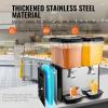 VEVOR Commercial Beverage Dispenser, 3 Tanks 18 L / 19 QT Per Tank Juice Dispenser, 512W Stainless Steel Ice Tea Drink Machine with 45°F-54°F Cooling Temperature, for Cold Drink Restaurant Bar Party(2 tanks x 18L)