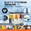 VEVOR Commercial Beverage Dispenser, 3 Tanks 18 L / 19 QT Per Tank Juice Dispenser, 512W Stainless Steel Ice Tea Drink Machine with 45°F-54°F Cooling Temperature, for Cold Drink Restaurant Bar Party(3 tanks x 18L)