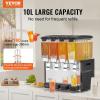 VEVOR Commercial Beverage Dispenser, 4 Tanks 10 L / 10.6 QT Per Tank Juice Dispenser, 430W Stainless Steel Ice Tea Drink Machine with 45°F-54°F Cooling Temperature, for Cold Drink Restaurant Bar Party(4 Tanks × 10 L)