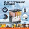 VEVOR Commercial Beverage Dispenser, 4 Tanks 10 L / 10.6 QT Per Tank Juice Dispenser, 430W Stainless Steel Ice Tea Drink Machine with 45°F-54°F Cooling Temperature, for Cold Drink Restaurant Bar Party(4 Tanks × 10 L)