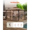VEVOR Gazebo Netting Replacement, Fit Most 10 x 10 x 6.7 FT Gazebo Curtain, Outdoor Garden Net, 4-Panel Sidewall Mesh Net, Patio Midge Nettings with Double Zipper, Canopy Screen (Netting Only)(Khaki)