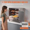 VEVOR Hot Box Food Warmer, 4-Tier Concession Warmer with Water Tray, 4 Pans, Glass Double-door and Adjustable Shelves, Stainless Steel Food Warmer Cabinet, Ideal for Storing Pizza, Chicken, Restaurant(4-tier Double Door)